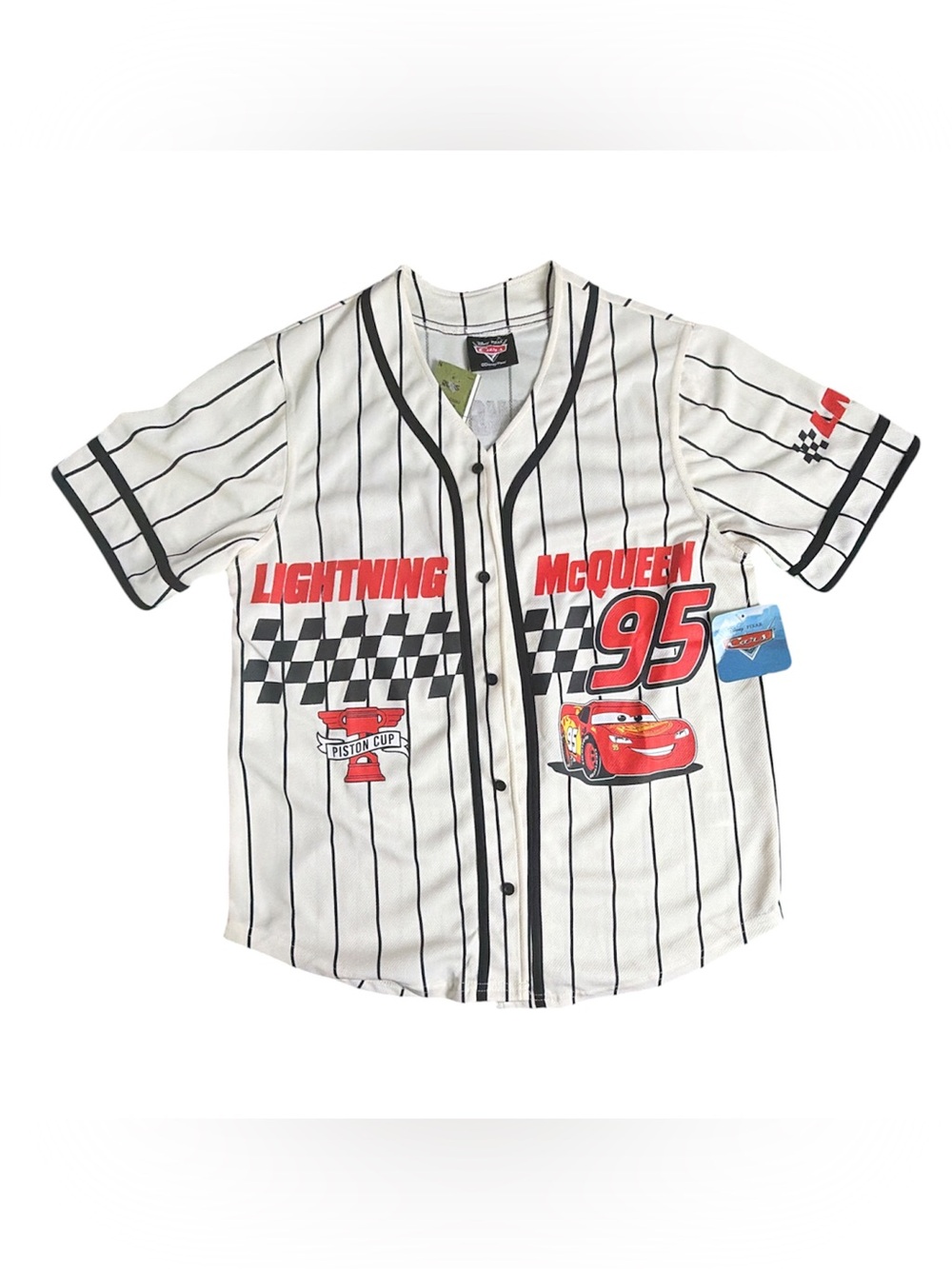Disney Pixar Cars Lightning McQueen 95 Kids Baseball Jersey NWT